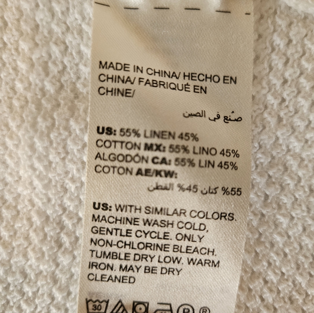 Chico's Linen Cotton Long Cardigan Textured White Lightweight XXL Layering - Picture 7 of 9